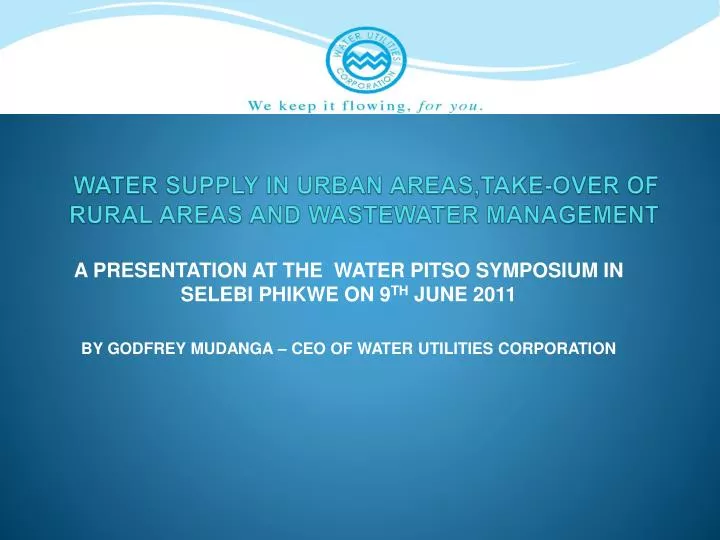 water supply in urban areas take over of rural areas and wastewater management