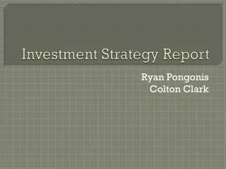 Investment Strategy Report