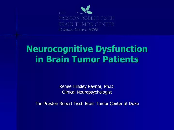 neurocognitive dysfunction in brain tumor patients