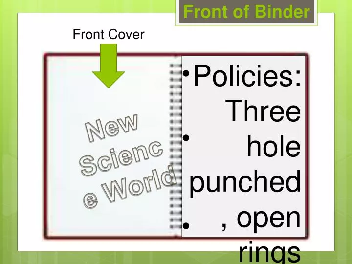 front of binder