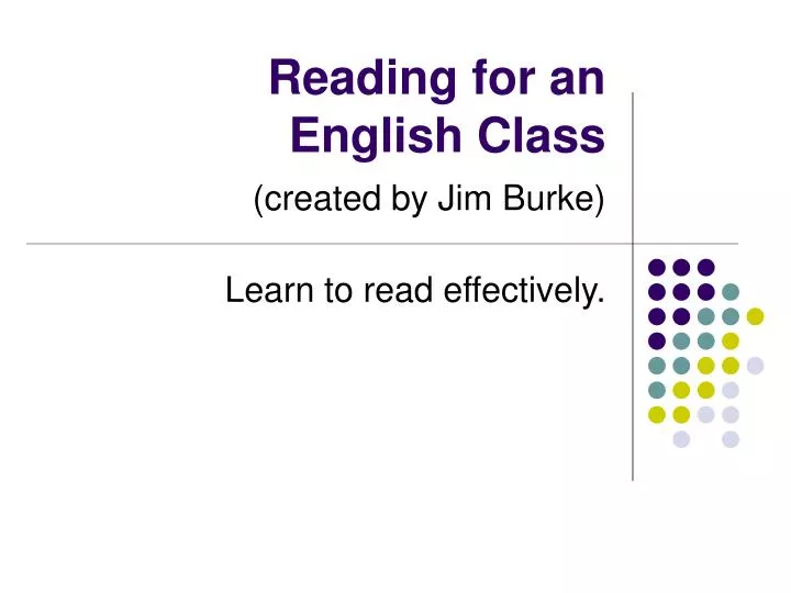 reading for an english class created by jim burke