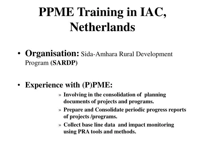 ppme training in iac netherlands
