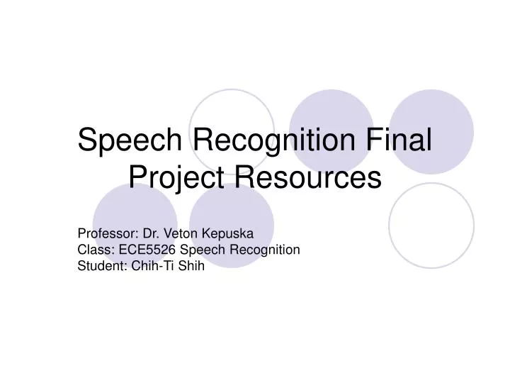 speech recognition final project resources