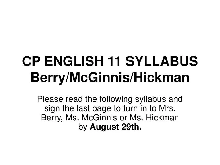 cp english 11 syllabus berry mcginnis hickman