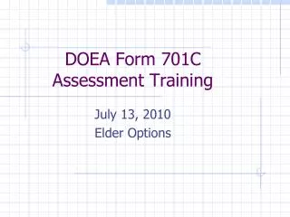 DOEA Form 701C Assessment Training