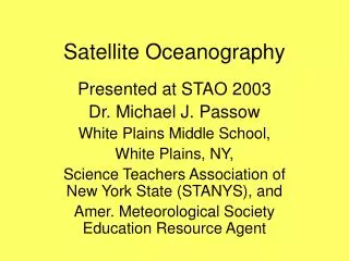 Satellite Oceanography