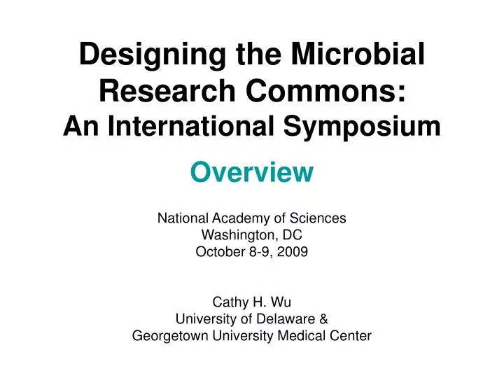 designing the microbial research commons an international symposium overview