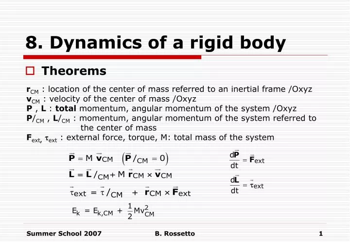 8 dynamics of a rigid body