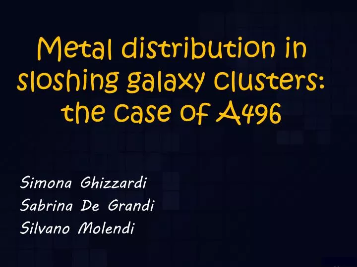 metal distribution in sloshing galaxy clusters the case of a496