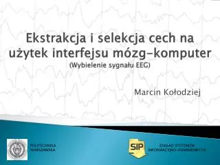 ekstrakcja i selekcja cech na u ytek interfejsu m zg komputer wybielenie sygna u eeg