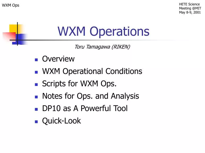 wxm operations