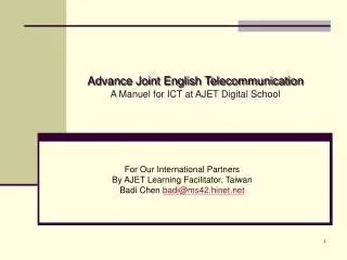 Advance Joint English Telecommunication A Manuel for ICT at AJET Digital School