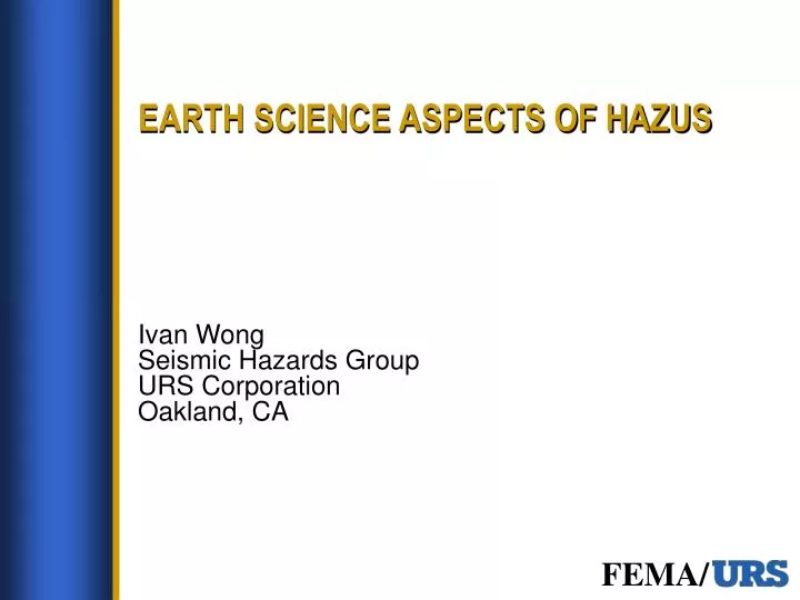 earth science aspects of hazus