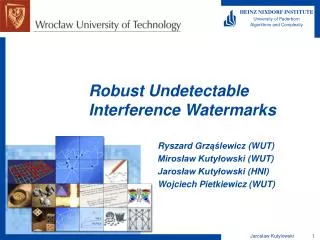 Robust Undetectable Interference Watermarks
