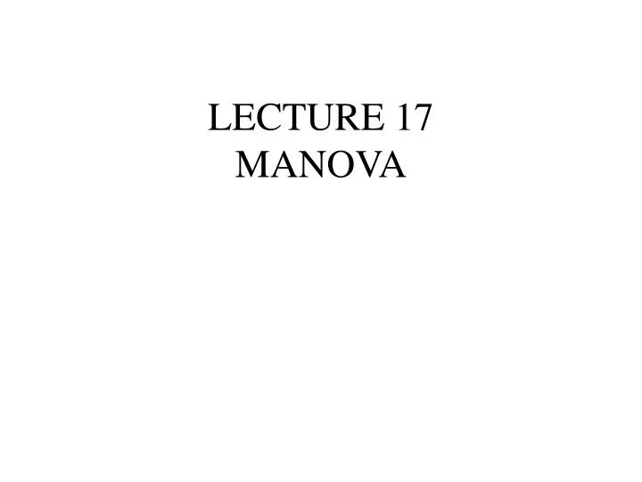 lecture 17 manova