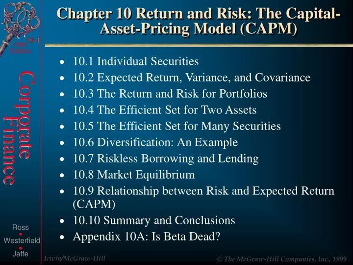 chapter 10 return and risk the capital asset pricing model capm