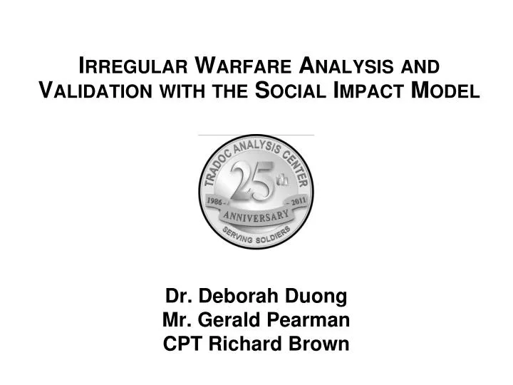 irregular warfare analysis and validation with the social impact model