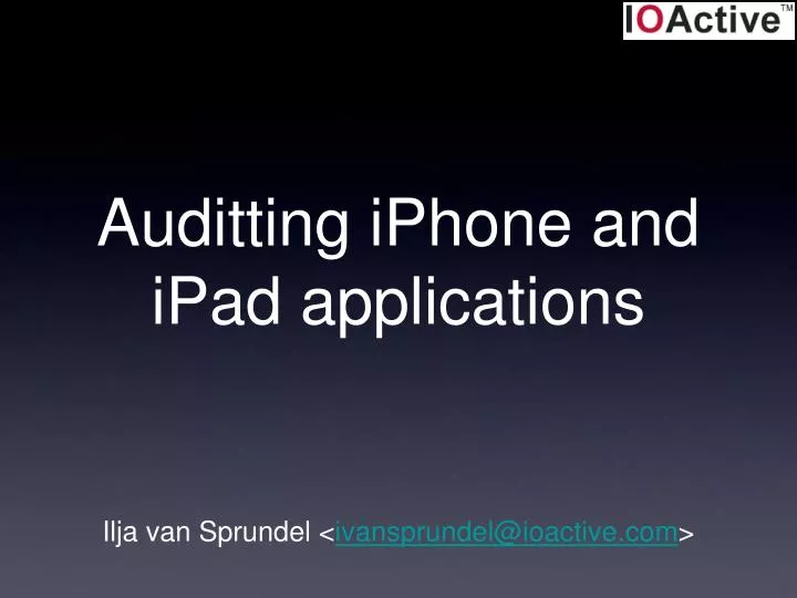 auditting iphone and ipad applications
