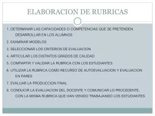 elaboracion de rubricas