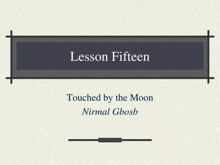 lesson fifteen