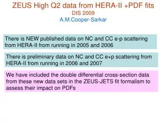 ZEUS High Q2 data from HERA-II +PDF fits DIS 2009 A.M.Cooper-Sarkar