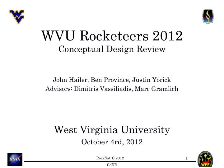 wvu rocketeers 2012 conceptual design review