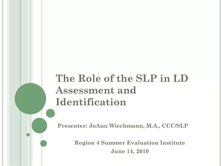 the role of the slp in ld assessment and identification