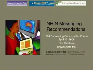 NHIN Messaging Recommendations