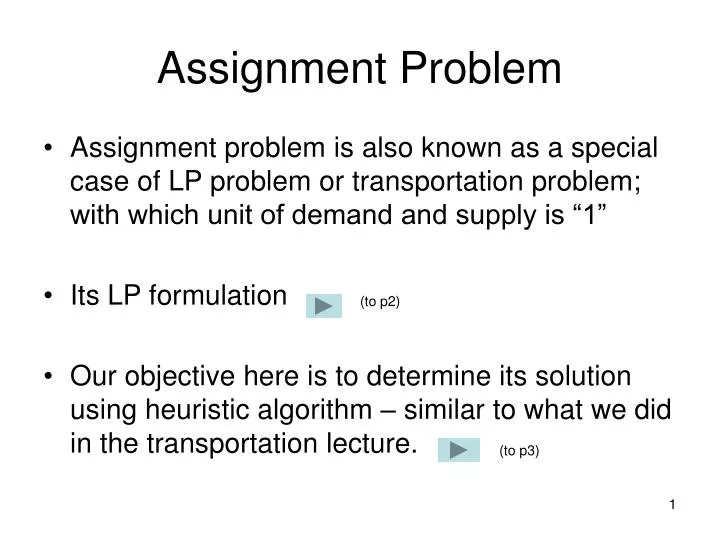 assignment problem