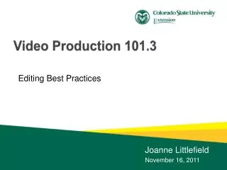 Video Production 101.3
