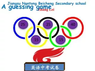 Jiangsu Nantong Beicheng Secondary school Zhang Lei