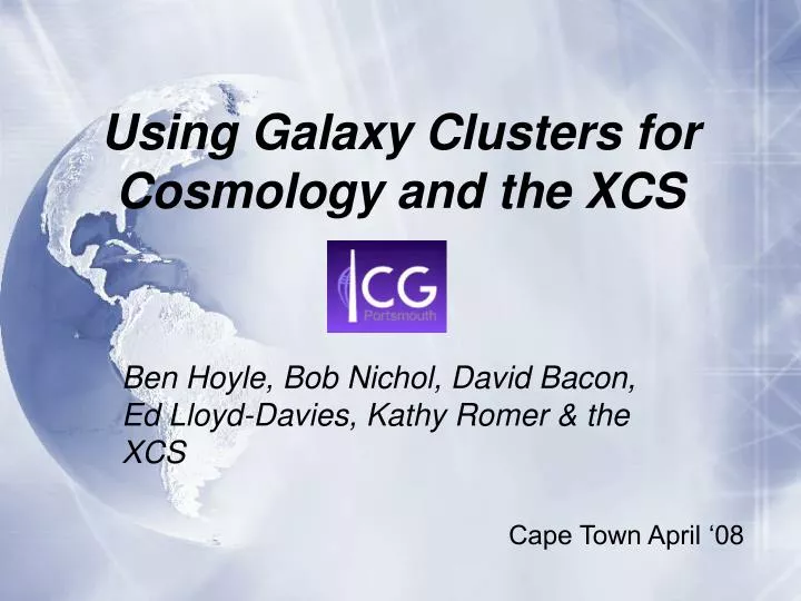 using galaxy clusters for cosmology and the xcs