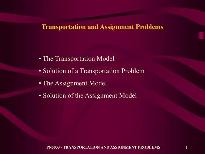 transportation and assignment problems