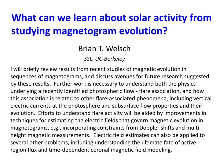 what can we learn about solar activity from studying magnetogram evolution