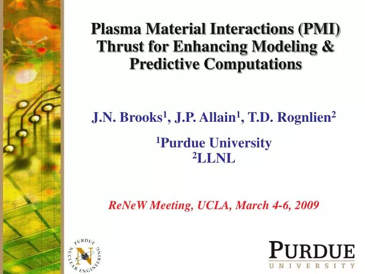 plasma material interactions pmi thrust for enhancing modeling predictive computations