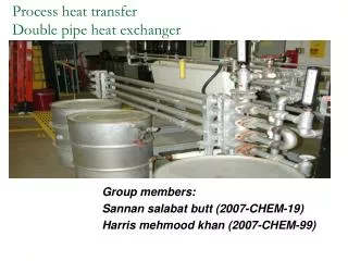 Process heat transfer Double pipe heat exchanger
