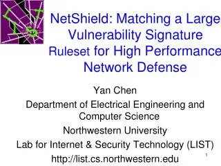 NetShield: Matching a Large Vulnerability Signature Ruleset for High Performance Network Defense