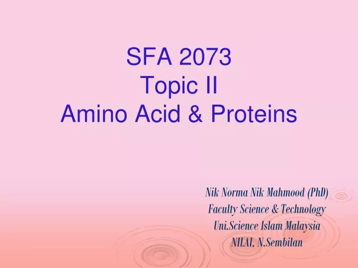 sfa 2073 topic ii amino acid proteins