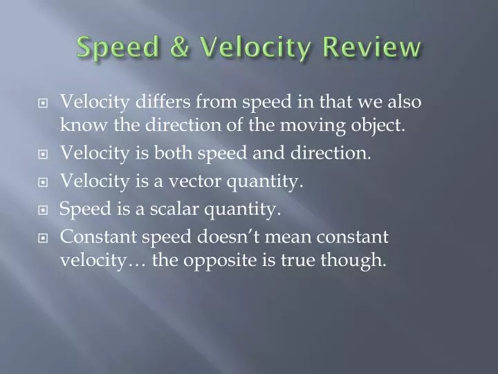 speed velocity review