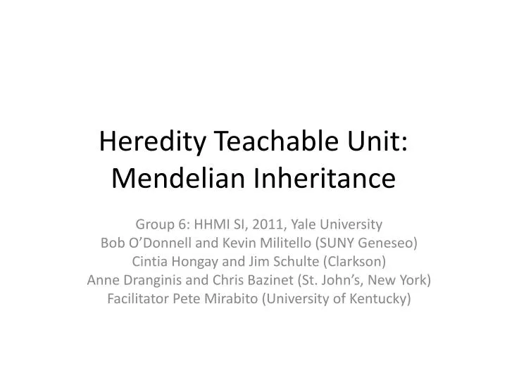 heredity teachable unit mendelian inheritance