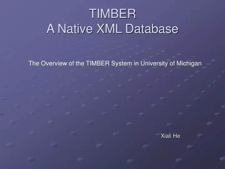 timber a native xml database