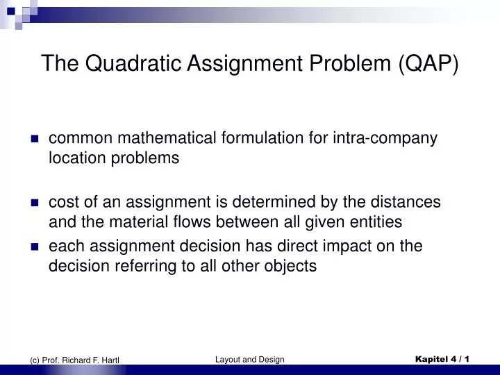the quadratic assignment problem qap