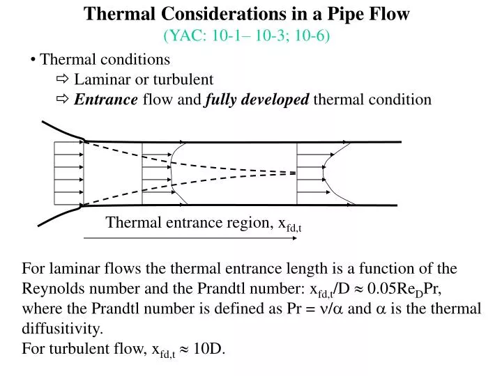thermal considerations in a pipe flow yac 10 1 10 3 10 6