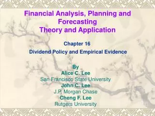 financial analysis planning and forecasting theory and application