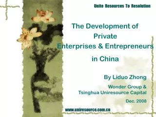 The Development of Private Enterprises &amp; Entrepreneurs in China