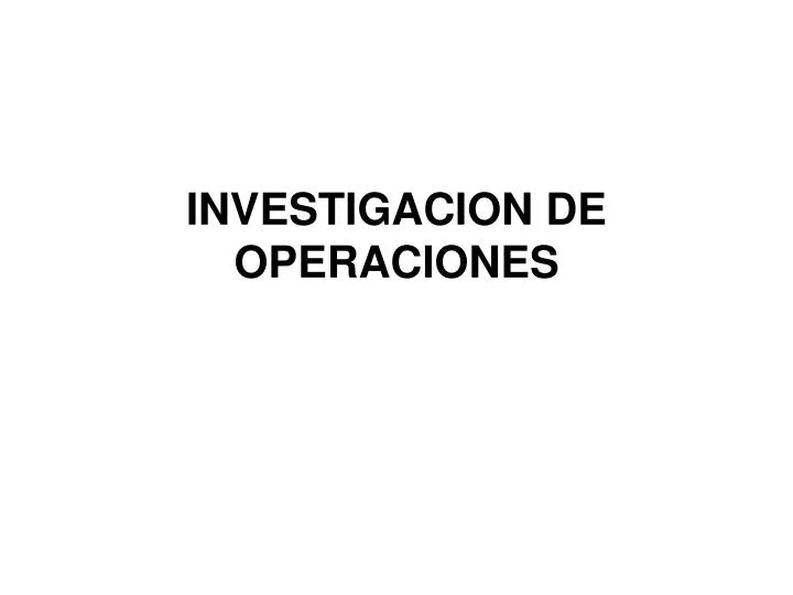 investigacion de operaciones