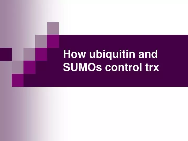 how ubiquitin and sumos control trx