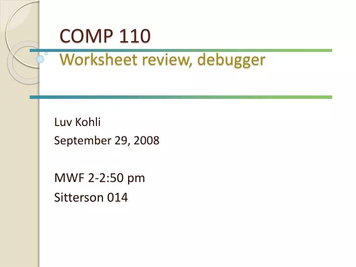 comp 110 worksheet review debugger
