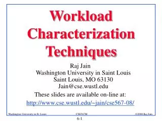 Workload Characterization Techniques