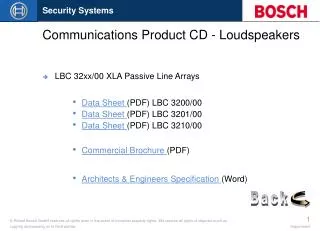 Communications Product CD - Loudspeakers